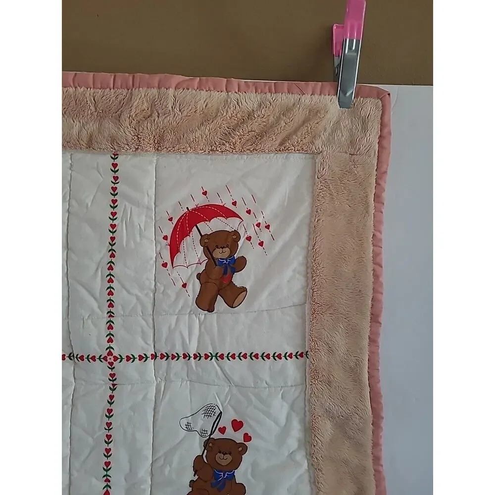 Baby Crib / Doll Luv Bears Vintage Block Quilt 20
